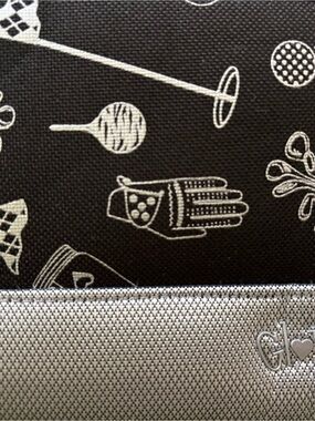 Black and Silver Patterned Wristlet - Golf Motif